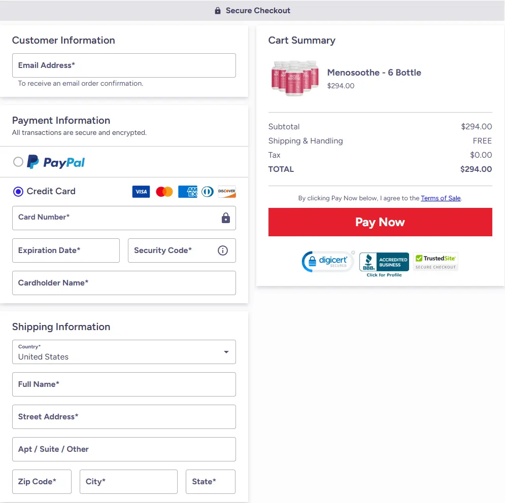 MenoSoothe- Secure Page